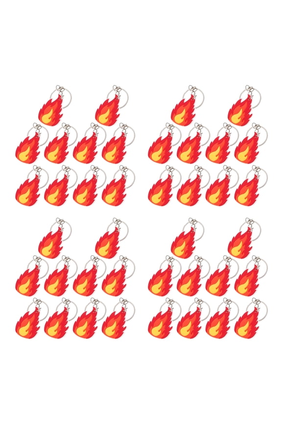 40 Pcs Flame Fire Charms Keychains, Firefighter Party Favors & Decor, PVC Firetruck Key Holders