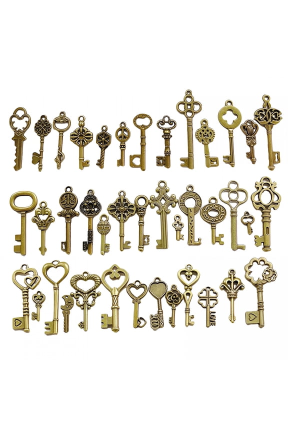40 Pieces Vintage Keys, Large Bronze Key Decoration, Diy Kits, Rustic Key Ring Set, Antique Skeleton Keys for Diy Jewelry, Pendants, Handmade