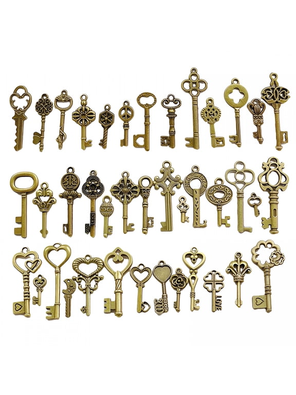 40 Pieces Vintage Keys, Large Bronze Key Decoration, Diy Kits, Rustic Key Ring Set, Antique Skeleton Keys for Diy Jewelry, Pendants, Handmade