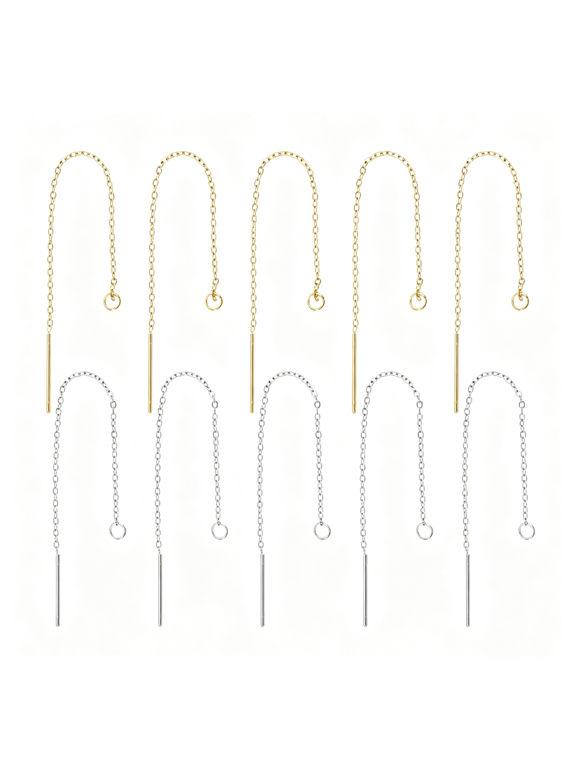 40Pcs 90Mm 2 Colors Ear Threads Stainless Steel Ear Threads Dangle Earring Long Chain Earrings with Loop for Jewelry Earring Making Earring Making Supplies