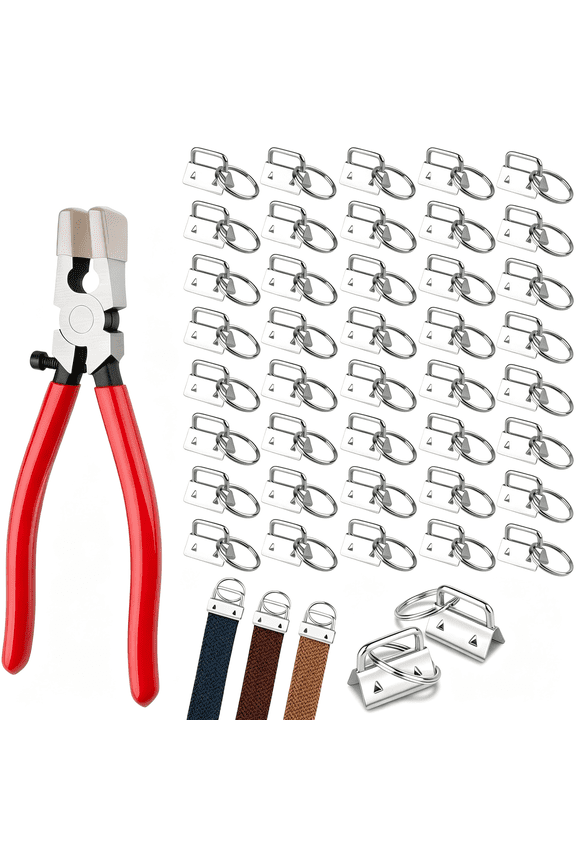 40Pcs Key Fob Hardware Set,1 Inch Keychain Hardware Kit with Pliers,For Diy Keychain,Wristlet,Lanyard,Metal Key Fob Supplies with Key Rings for Craft Lovers&Home Use