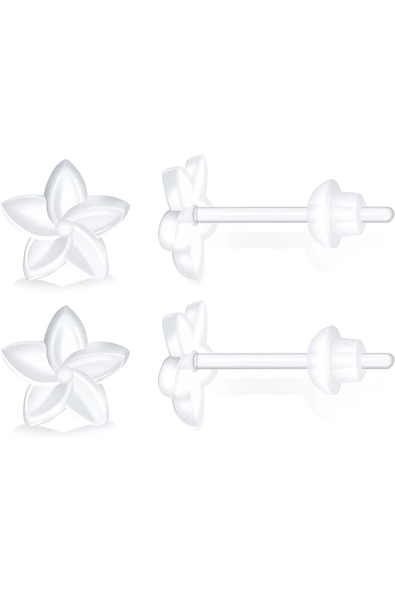 40pcs Clear Earrings for Sports,Earrings For Sensitive Ears Clear Earrings,Medical Grade Plastic Earrings for Surgery Plastic Post Invisible Earrings Hyperallergic Clear Stud Earrings