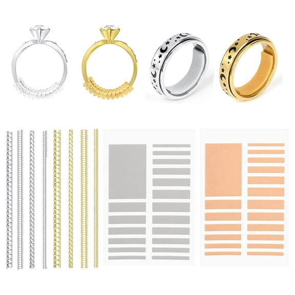 DESIGNICE 46Pcs Invisible Ring Sizer Adjuster Set, TPU Spiral Ring Guards & EVA Foam Resizer, Comfortable Loose Ring Fix for Men and Women