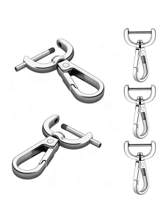 4Pack 3/4 Inch Metal Purse Clips,Detachable Swivel Lobster Claw Clasps Small Keychain Clip for Paracord Lanyard,Purse Strap Extender Hardware,Backpack Pendant,Pets Collar Accessory (Silver)