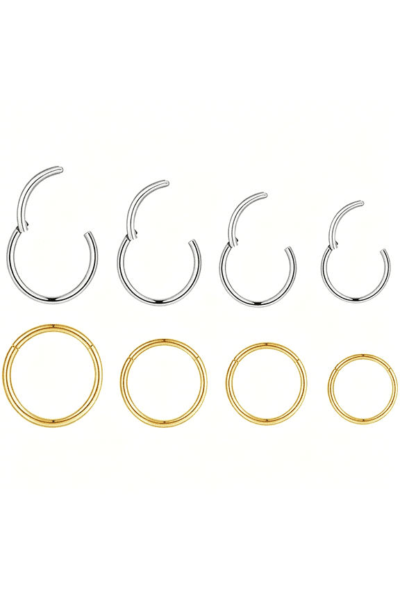 4Pairs/Pcs 18G Surgical Steel Hinged Clicker Segment Nose Rings Hoop Helix Cartilage Daith Tragus Sleeper Earrings Body Piercing for Women Men 6Mm 8Mm 10Mm 12Mm