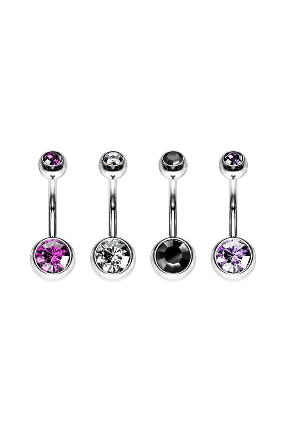4Pcs 14G Belly Button Rings Surgical Steel Double Cz Navel Ring Piercing Jewelry Fashion Jewelry Accessory Gift Party Wedding