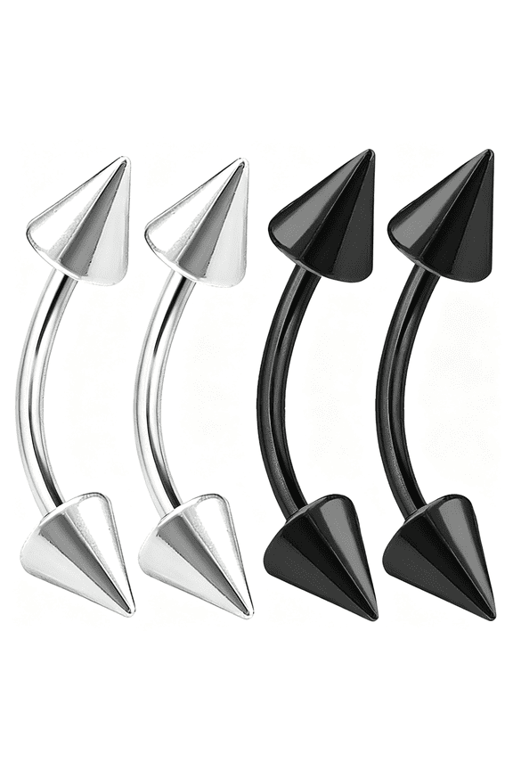 4Pcs 16G Curved Barbell Cartilage Lip Tragus Eyebrow Forward Helix Conch Daith Earring Black Vertical Labret Spike-10Mm Curved Barbell Eyebrow Piercing Jewelry