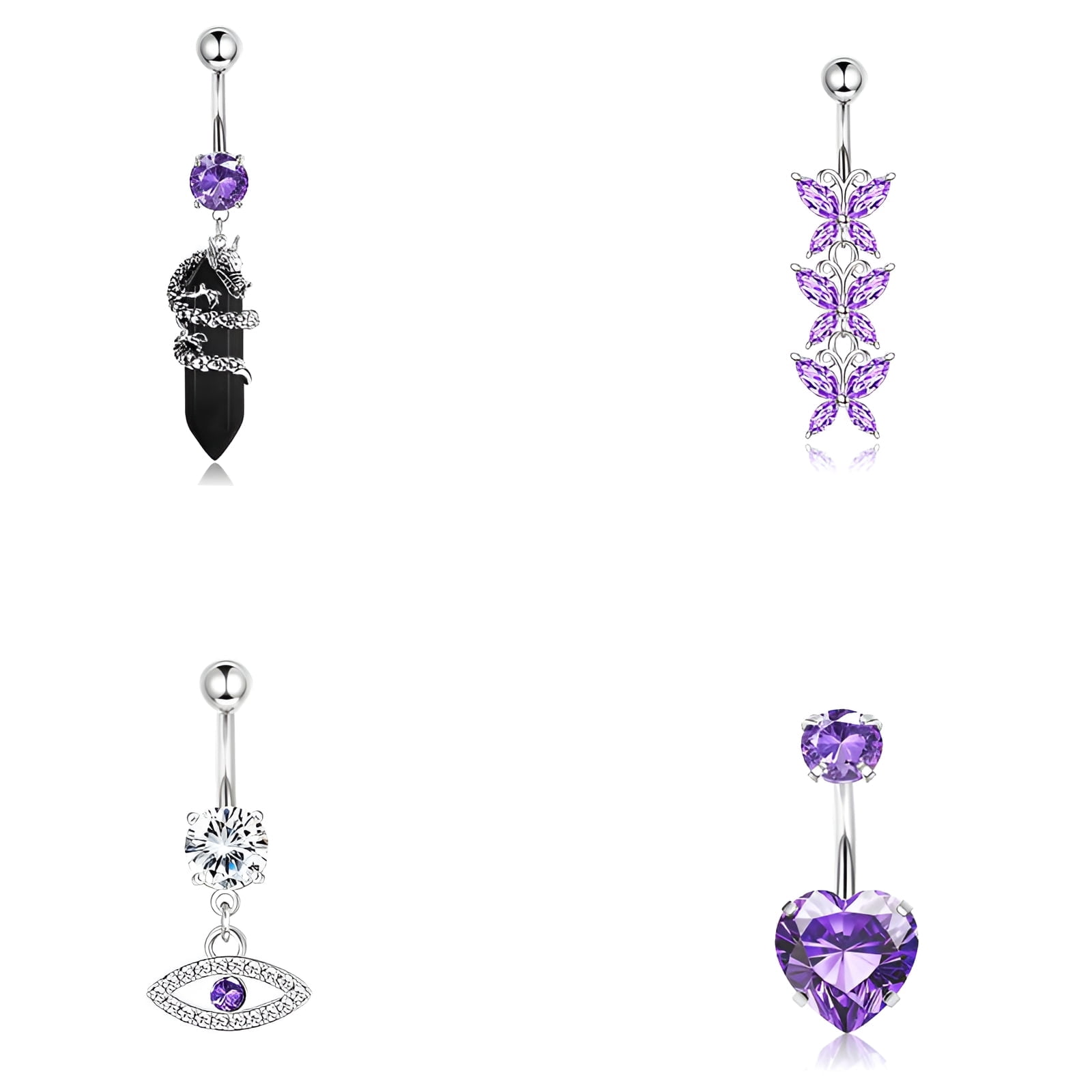 DESIGNICE 4Pcs Belly Button Ring,Dreamy Shine Belly Button Rings ...