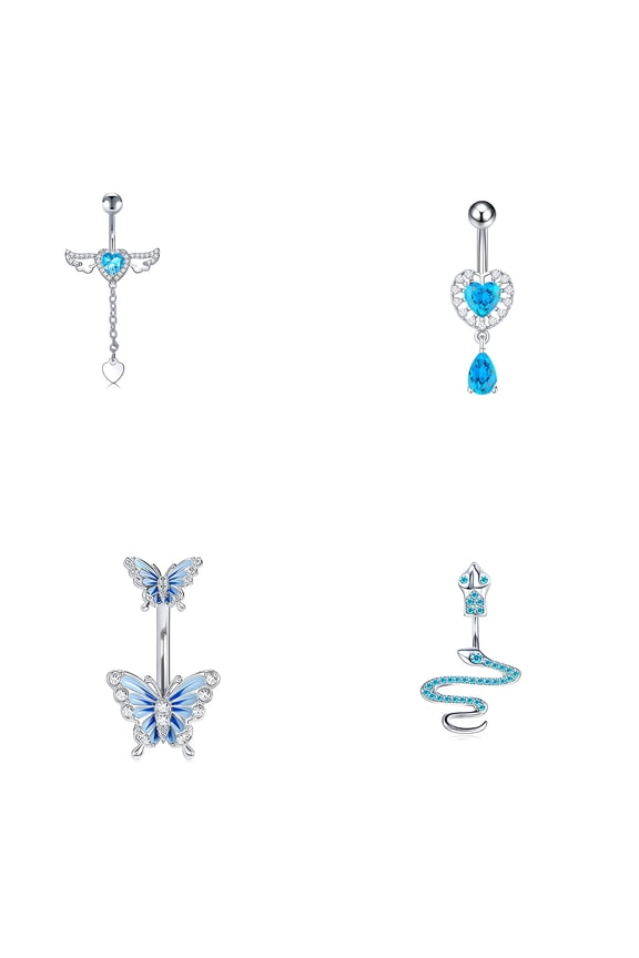 4Pcs Belly Button Ring,Stainless Steel Belly Button Piercing,5g Body Jewelry