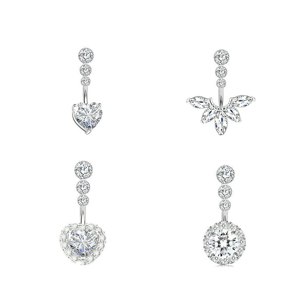 DESIGNICE 4Pcs Belly Button Ring,Stainless Steel Body Jewelry,5g Body Jewelry for Women