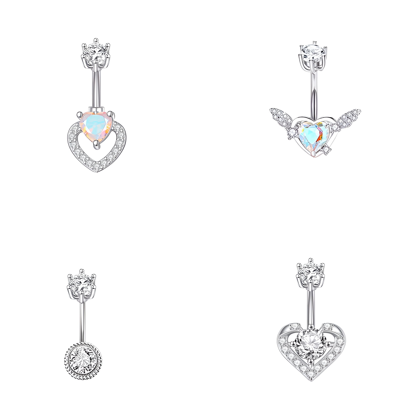 DESIGNICE 4Pcs Belly Button Ring,Stainless Steel Body Jewelry for Women ...