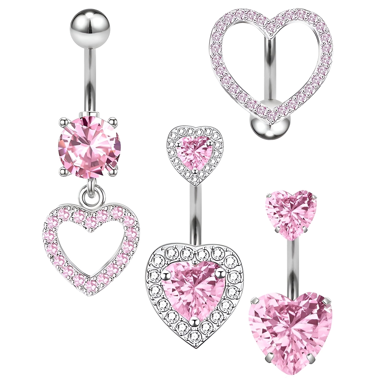 DESIGNICE 4Pcs Belly Button Ring,Sweet Decoration Pair Belly Rings for ...