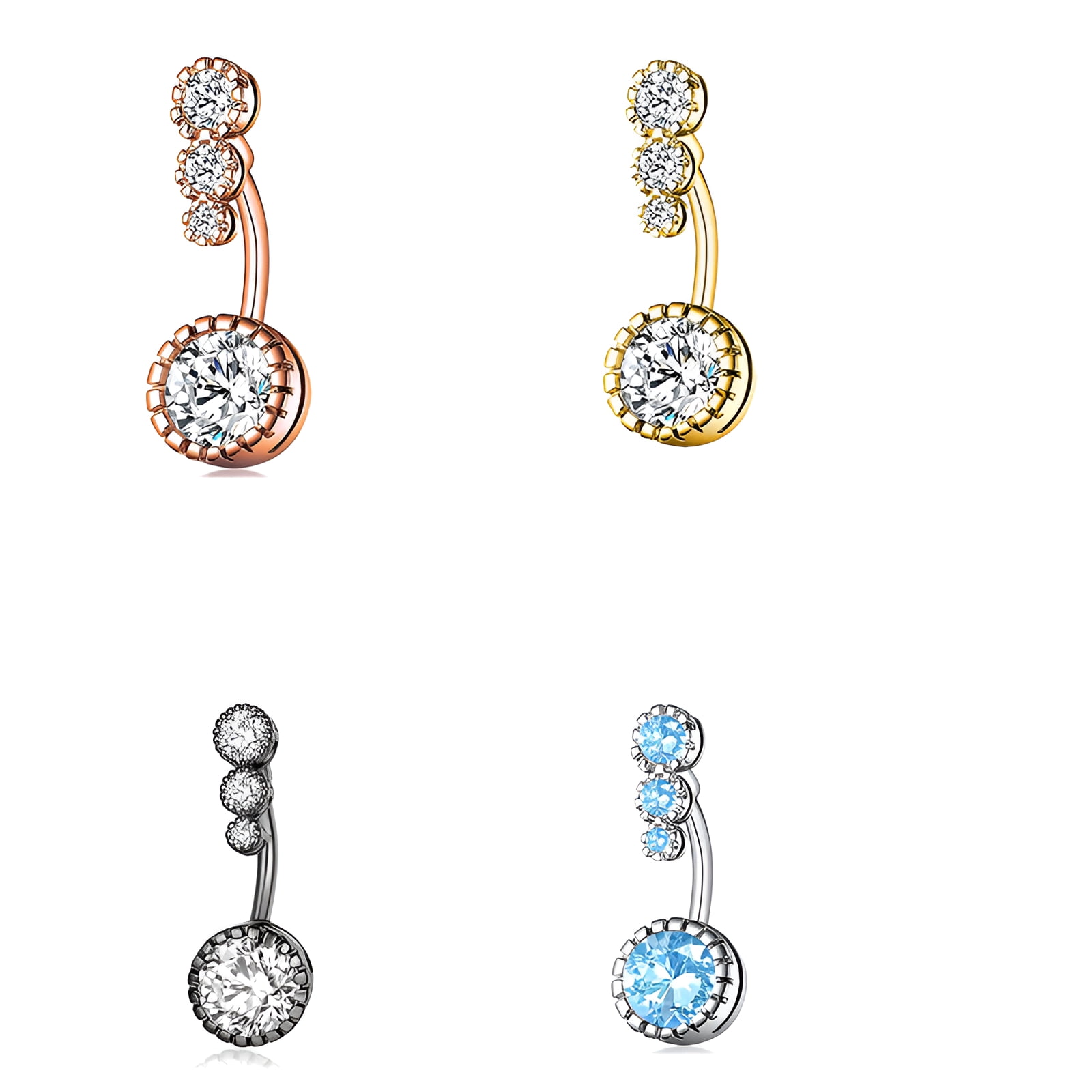 DESIGNICE 4Pcs Belly Button Ring,Zirconia Elegant Adornment Belly ...