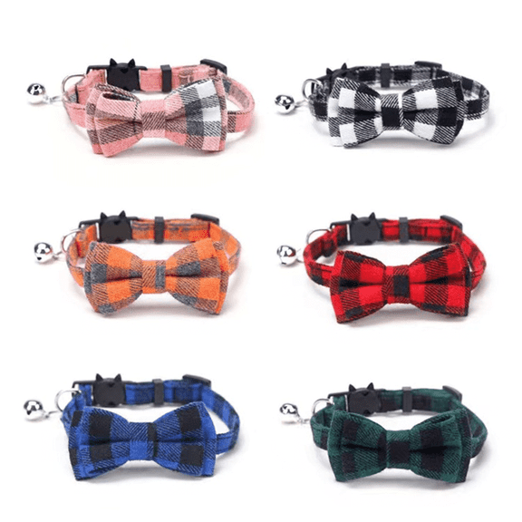 DESIGNICE 4Pcs Cat Collar Adjustable Design Cat Collar with Bells Elegant Pet Accessory Small Dog Collar,Style1