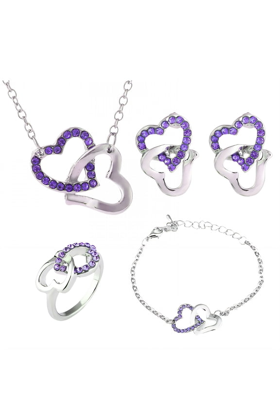 4Pcs Purple Interlocking Necklaces - Elegant, Best Friend Gifts