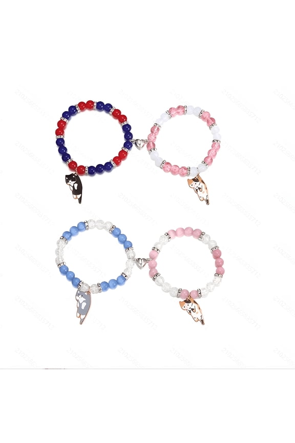 4Pcs Friendship Heart Bracelet for Lover Kawaii Cat Design Best Friends Matching Bracelet Matching Bracelets for Best Friends