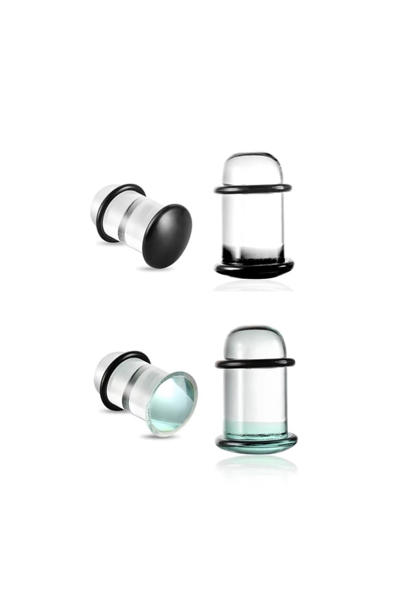 4Pcs Glass Ear Gauges Stretching Kit 3-25Mm Plugs for Ears Gauges with Rubber Rings Single Flare Glass Ear Stretching Kit Ear Expander Body Piercing Jewelry for Women Men