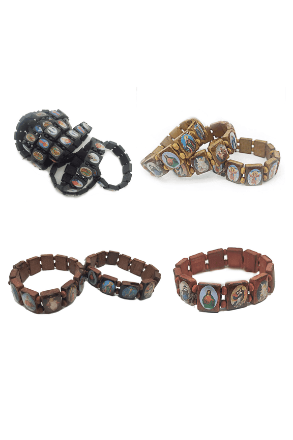 2026 New 4Pcs Jesus Bracelets Spiritual Practice What Would Jesus Do Bracelets Prayer Manifestation Bracelet Wrist Bands Black Brown Wood Sprinkle Red