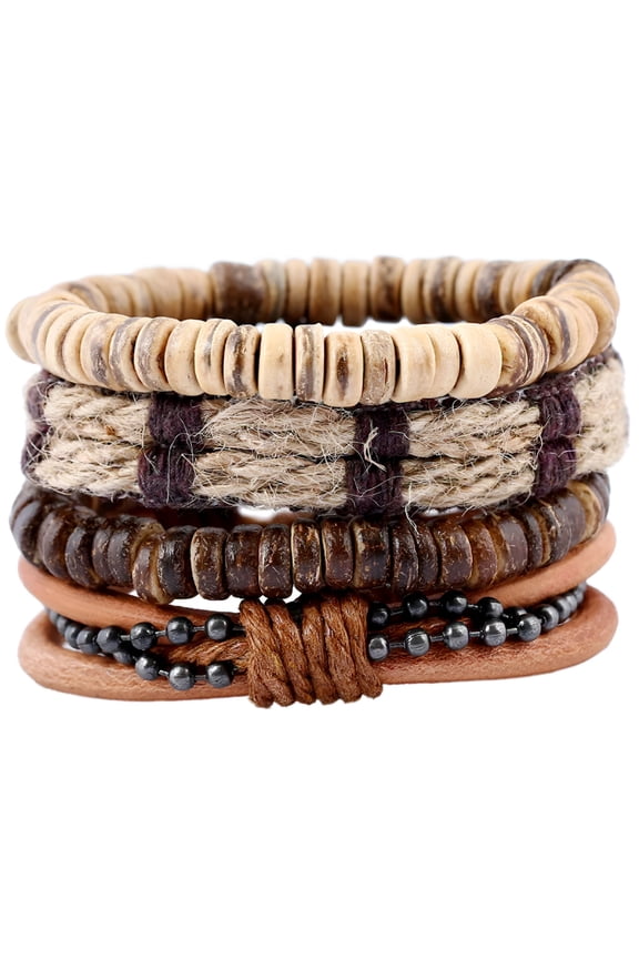 4Pcs Male Bracelets Men Vintage Bracelets Leather Wrist Chains Jewelry Gifts Mens Leather Bracelet