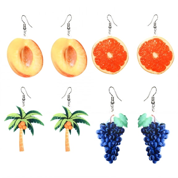 DESIGNICE 4Pcs Summer Earrings,Fruit Design Dangle Earrings for Women,Alloy Cute Earrings,Summer Earrings for Women for Outdoor,Style1