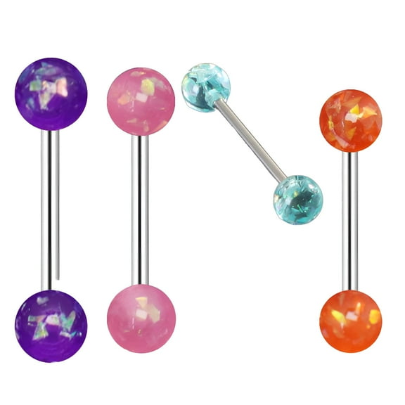 DESIGNICE 4Pcs Tongue Rings 16x1.6" Body Jewelry For Women Stainless Steel Tongue Piercing Jewelry