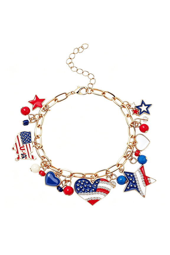4Th of July Bracelet for Women, Red White and Blue Accessories Usa Jewelry Gifts Anniversary Patriotic Outfits for Teen Girls American National Party Decoration