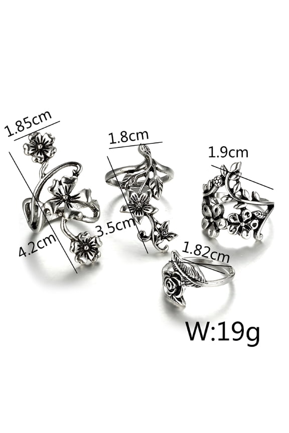 4pcs/Set Women Bohemian Vintage Silver Stack Rings Above Blue Rings Set Grudge Rings Stack Rings for Women 64 Piece Vintage Rings Set Multiple Rings Cute Adjustable Rings Heart Ring