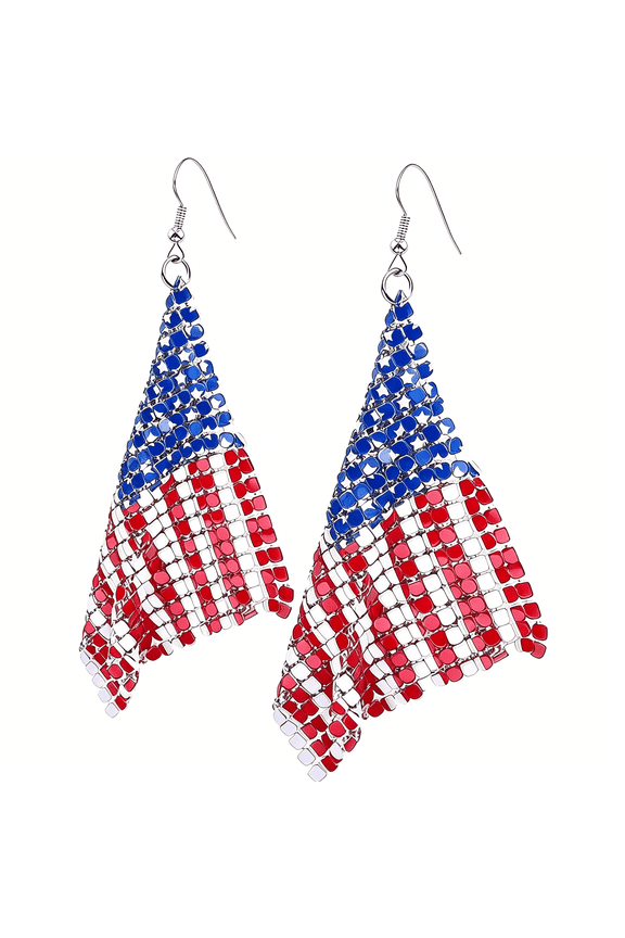 4th of July Patriotic Earrings-Red White Blue American Flag Drop Dangle Earring, USA Independence Day Cute Pave Rhinestone Star Jewelry, Fourth of July Outfits Shirts Accessories Decoration