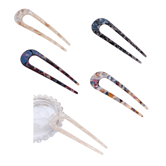 DESIGNICE 5 Pcs French Hair Pin,Floral U Shape Hair Sticks,Ball Head Simple Temperament Hair Pins,Style 6