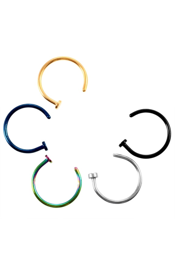 5 Pcs Nose Piercings,Comfortable Hoop Nose Rings for Women,Charming Nose Rings Hoops,Multicolor1