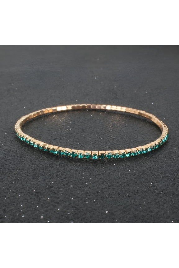 5 Pcs Rhinestone Bracelet Crystal Bracelet Beaded Stretch Strand Stacked Bracelet Stacking Bracelets for Women-Green