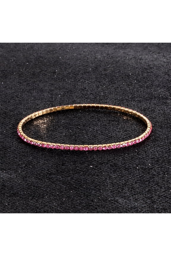 5 Pcs Rhinestone Bracelet Crystal Bracelet Beaded Stretch Strand Stacked Bracelet Stacking Bracelets for Women - Pink