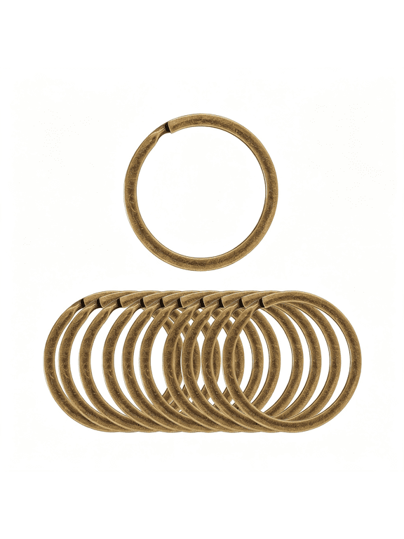 50 Antique Brass Flat 1.25 Inches Split Metal Key Rings | Rust Resistant, Heavy Duty, Easy to Open, Hold Multiple Home, Office, Car Keys, Keyrings for Keychains, Pet Tags, Crafting