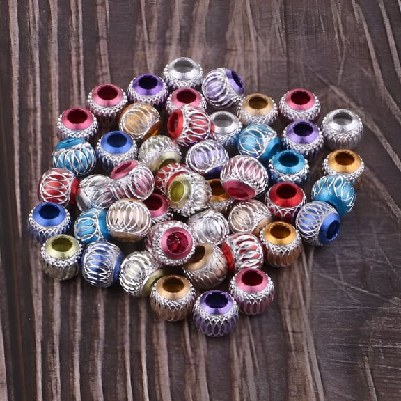 DESIGNICE 50 Pieces Multi-color Aluminum Pattern Loose Spacer Beads with Large Hole for Arts and Crafts, Jewelry Making Supplies, 6/8/10/12mm