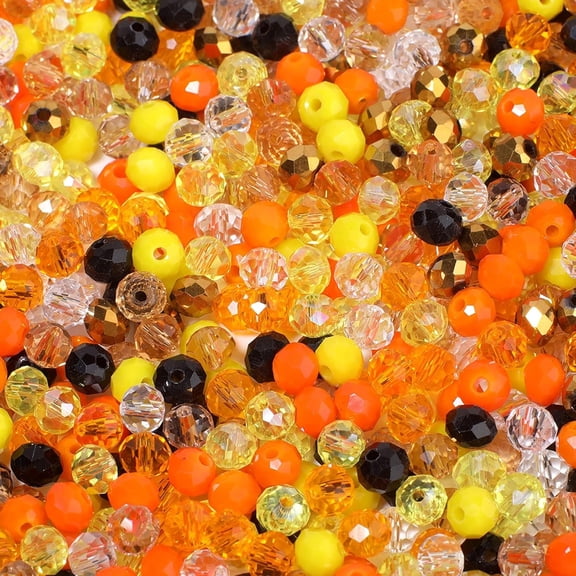 DESIGNICE 500Pcs 6Mm Yellow Faceted Glass Beads for Jewelry Making Rondelle Loose Crystal Beads for Bracelets Necklace Diy Crafts Suncatcher Faceted Design Glass Rondelle Beads