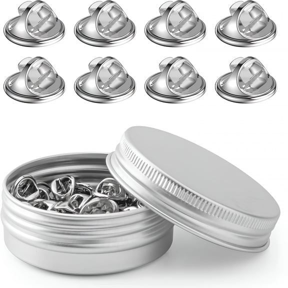 TUWAFE 50PCS Metal Locking Pin Backs, Pin Keepers Locking Clasp for Badges (Silver)