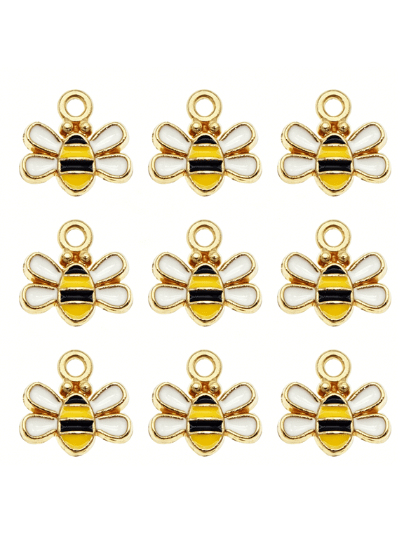 50Pcs 11Mm Tiny Bee Honeybee Enamel Charm for Jewelry Making Crafting Cute Earring Pendant Necklace Bracelet Charms