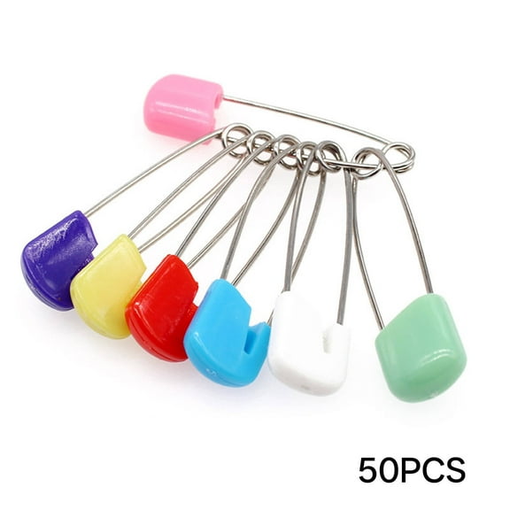 DESIGNICE 50Pcs Baby Safety Pins,Child-Safe Design Baby Diaper Pin,Safety Lock Safety Pin,Multicolor