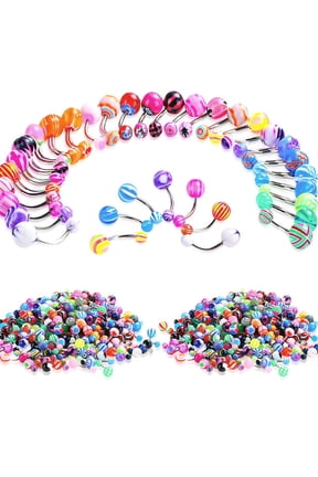 50Pcs Belly Button Ring,Zirconia Waist Chain Match Belly Button Piercing,Exquisite Navel Ring Ornament Belly Rings,Mixing