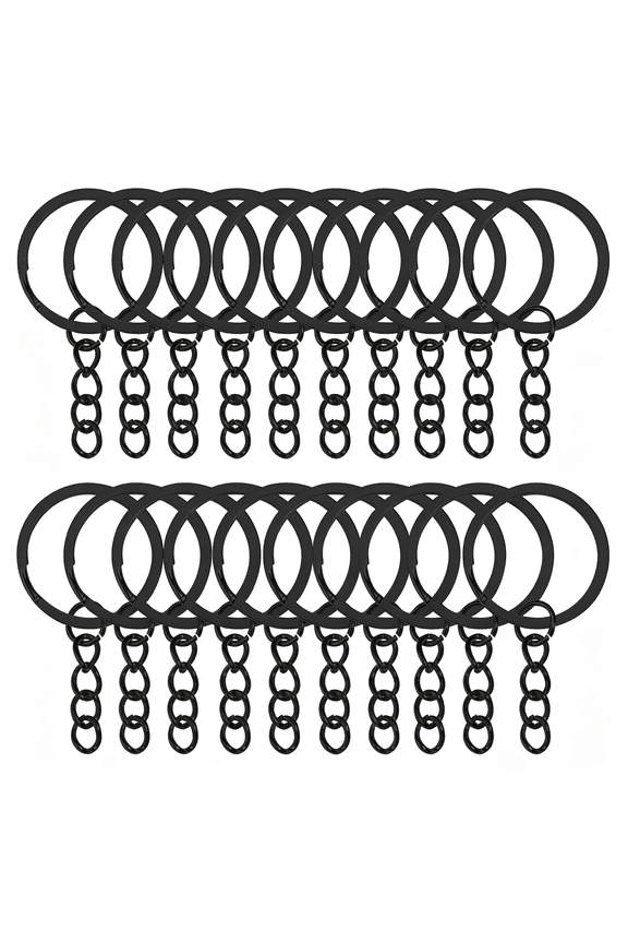 50Pcs Black Keychain Key Ring with Chain Split Key Chain | Keychain Rings Making Kit,Metal Keychain Maker,Open Jump Ring,Jewelry Making Supplies Diy Crafts,1.1 "