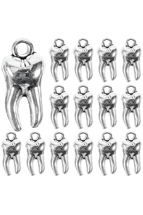 2026 New 50Pcs Tooth Pendant Charms Silver Zinc Alloy Delicate Design Jewelry Making for Individuals Couples for Bracelets, Necklaces, Earrings, Keychains, Diy Crafts