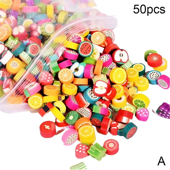 DESIGNICE Fruits Polymer Clay Spacer Beads DIY Bracelet Jewelry Making Craft, 50Pcs