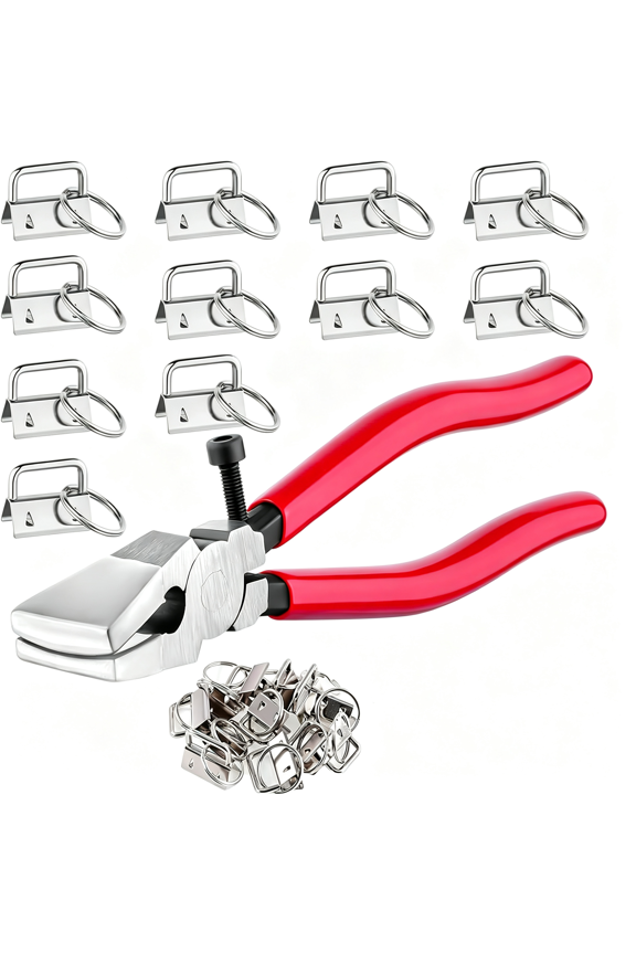 51Pcs Key Fob Hardware Set with Pliers,1 Inch Keychain Rings for Wristlet Lanyard and Keychain Making Supplies,Diy Kit with Pliers Keychain Kit