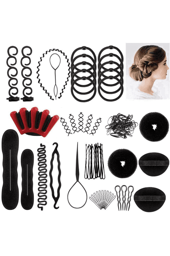53 Pcs Hair Styling Accessories,Comfort Material Hair Braiding Tools,Bud French Braiding Hair Tool