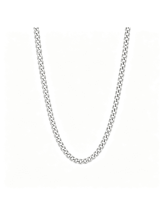 5Mm Cuban Link Chains for Men, Silver Stainless Steel Necklace Chain, Neck Chains for Men, Mens Necklace 20in Silver Men'S Necklaces