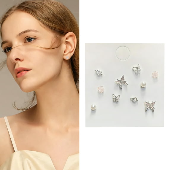 DESIGNICE 5Pairs Cute Earrings,Resin Inlay Process Studs Earrings for Women,Shimmer Texture Stud Earrings for Women,Style4