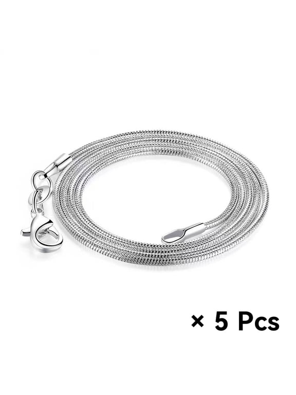 5Pcs Box Chain Necklace Snake Bone Chain Silver Jewelry Silver Plating Silver Necklace for Women 18inch