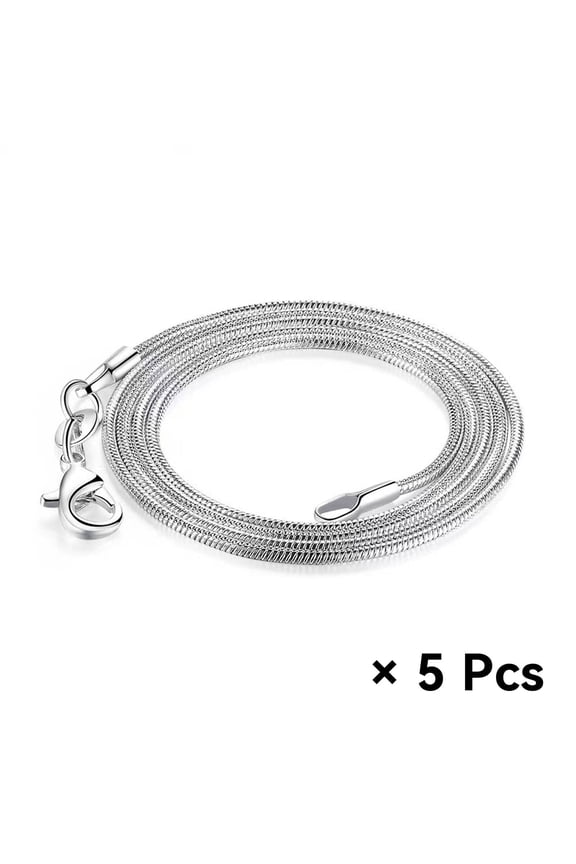 5Pcs Box Chain Necklace Snake Bone Chain Silver Jewelry Simple and Stylish Silver Necklace for Women 26inch