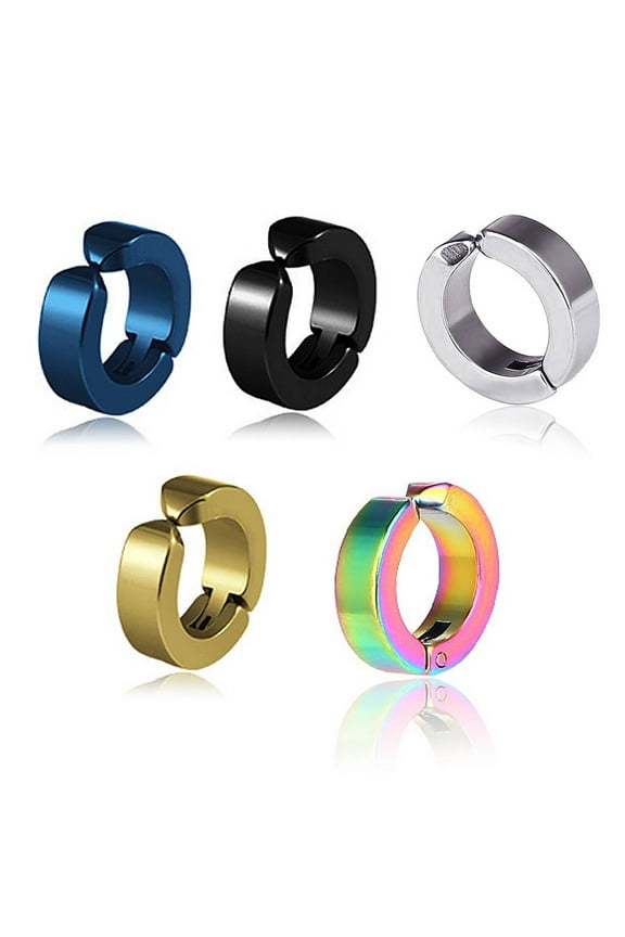 5Pcs Earrings,No Piercing Required Clip on Earrings,Hypoallergenic Titanium Steel Ear Cuffs,Style1