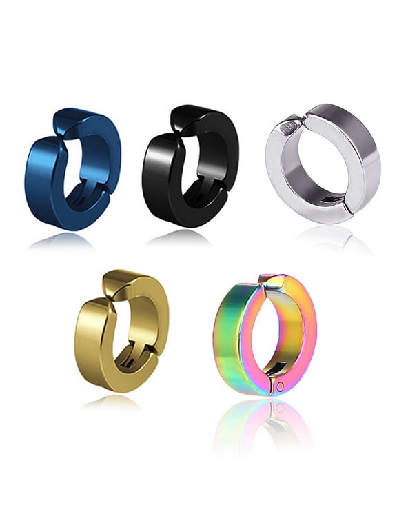 5Pcs Earrings,No Piercing Required Clip on Earrings,Hypoallergenic Titanium Steel Ear Cuffs,Style1
